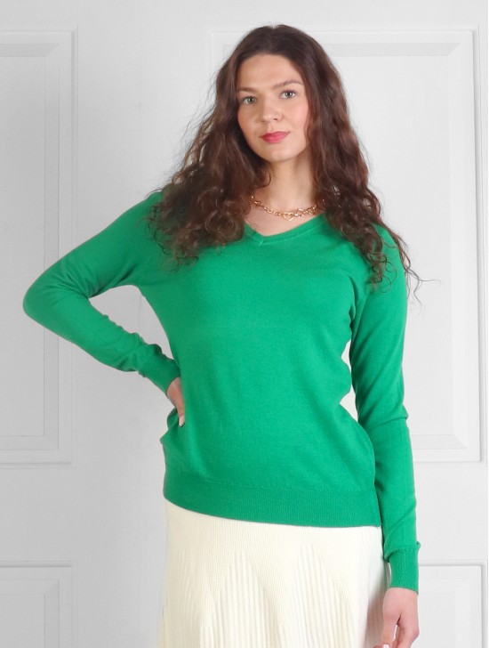 Cashmere Feeling V-Neck Soft Long Sleeves Base Top